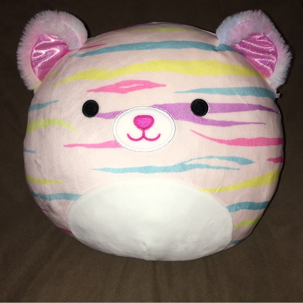 Squishmallows Atoosa the Cat Rainbow Stripes Glitter Ears Plush